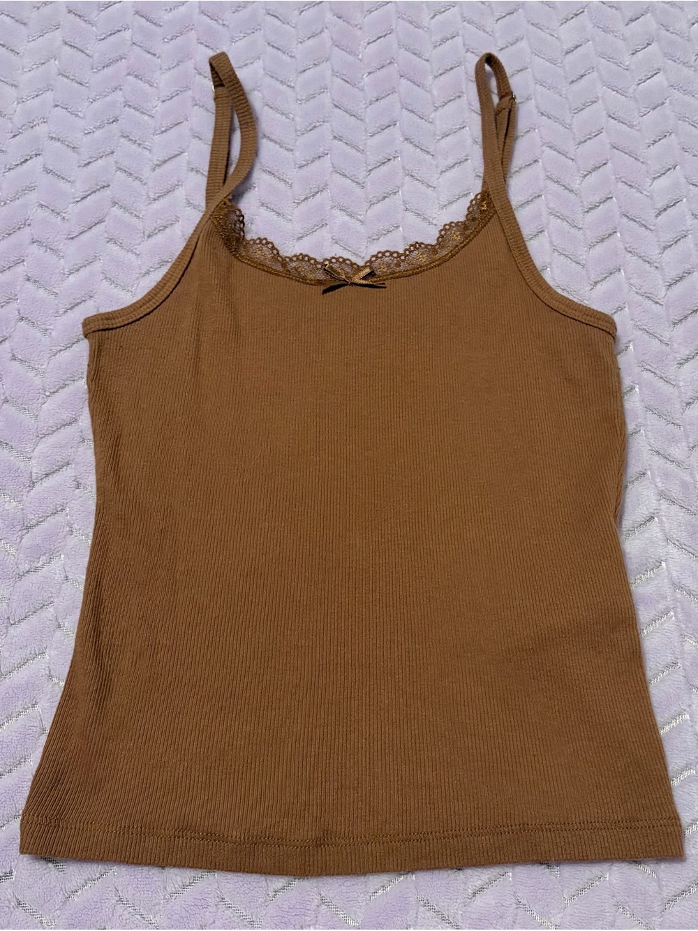 Hollister Lace-Trim Ribbed Cami Tank - Brown